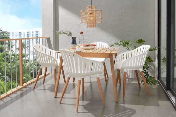 Nassau 5 Pc Square Outdoor Dining Set with White Chairs