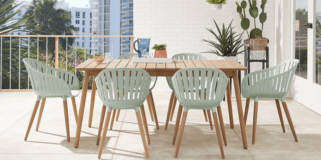 Nassau 7 Pc Outdoor Dining Set with Green Chairs - Thumbnail - Image 1