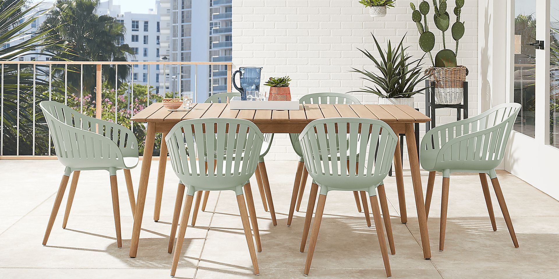 Nassau 7 Pc Outdoor Dining Set with Green Chairs - Image 1