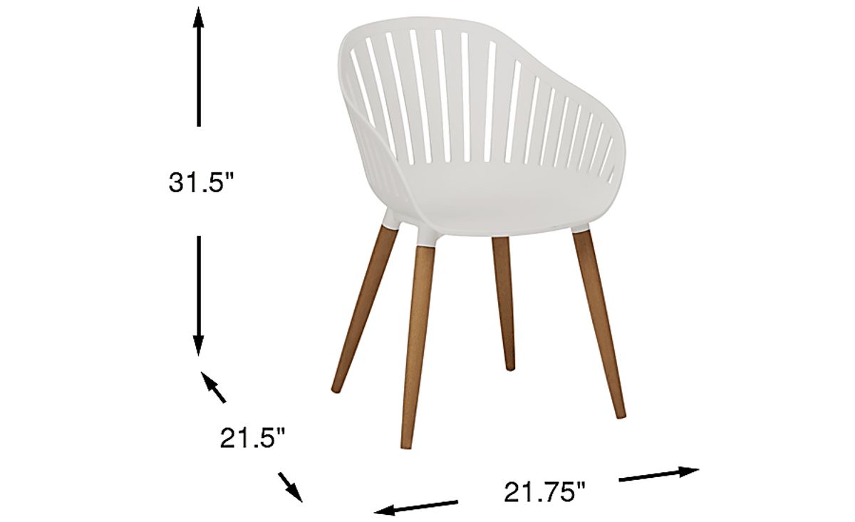 Nassau Light Wood White Synthetic Fabric Outdoor Side Chair