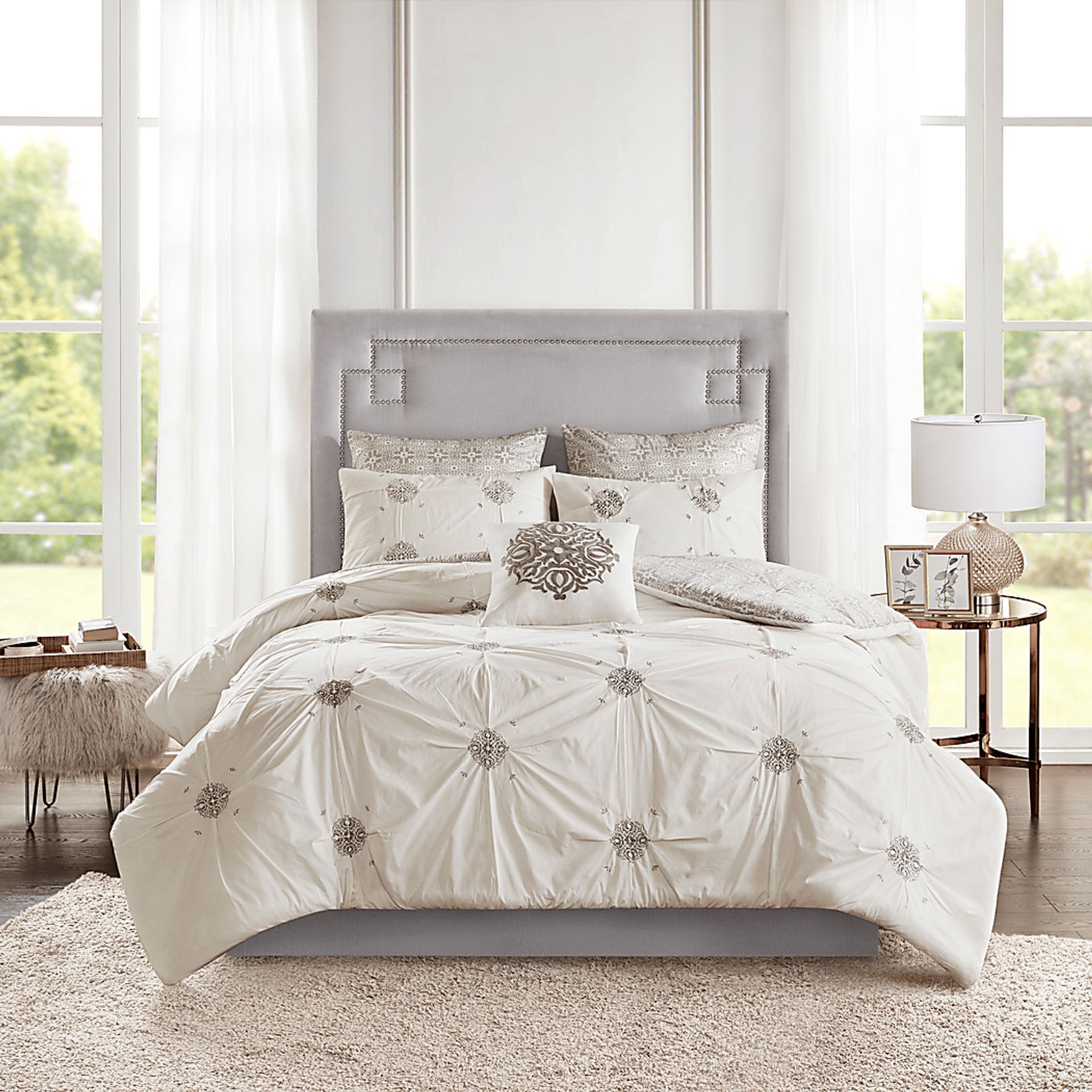 Nasworthy Ivory 6 Pc Full/Queen Comforter Set - Image 3