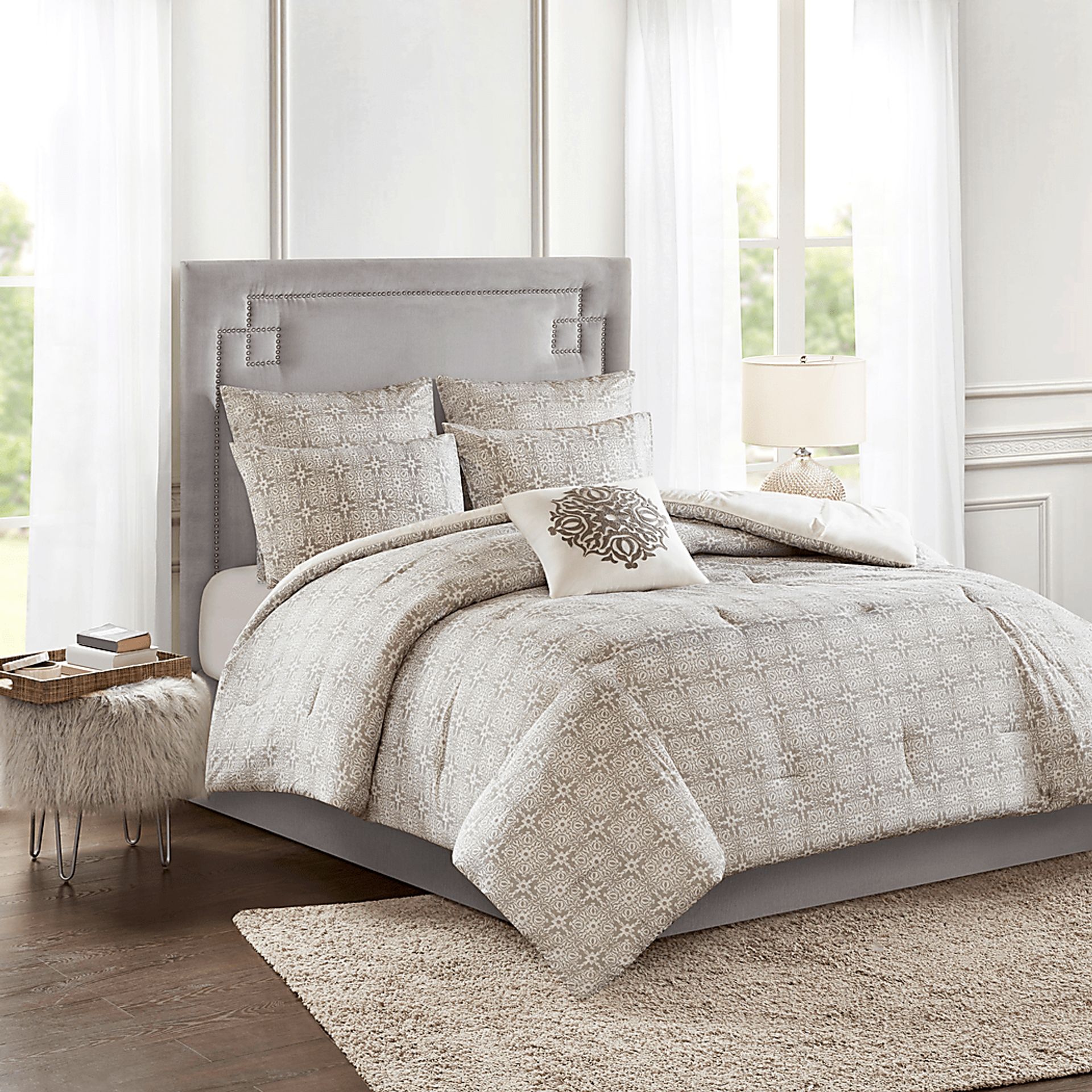Nasworthy Ivory 6 Pc Full/Queen Comforter Set - Image 6
