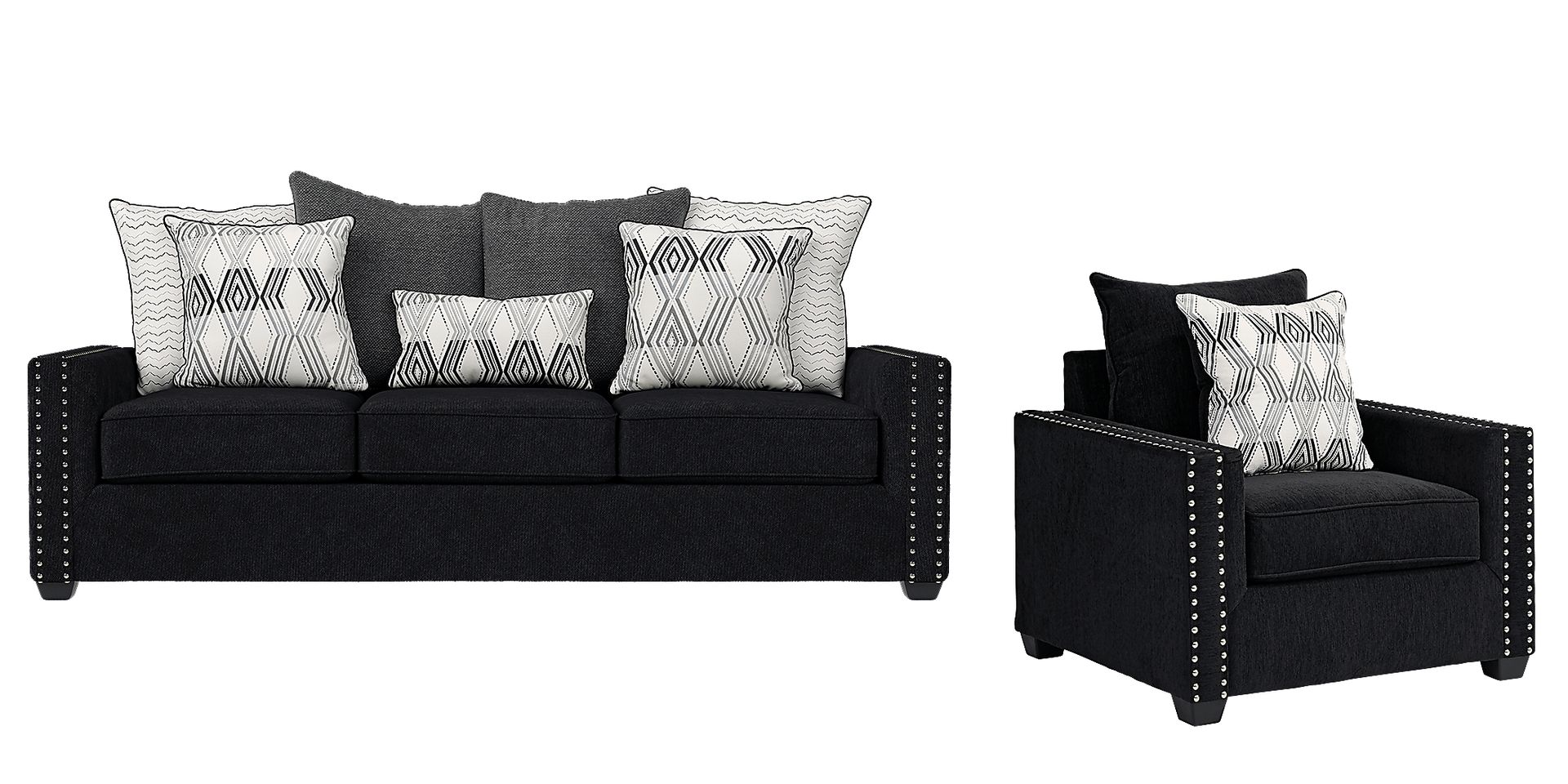 Natalia Black Polyester Fabric Sofa | Rooms to Go