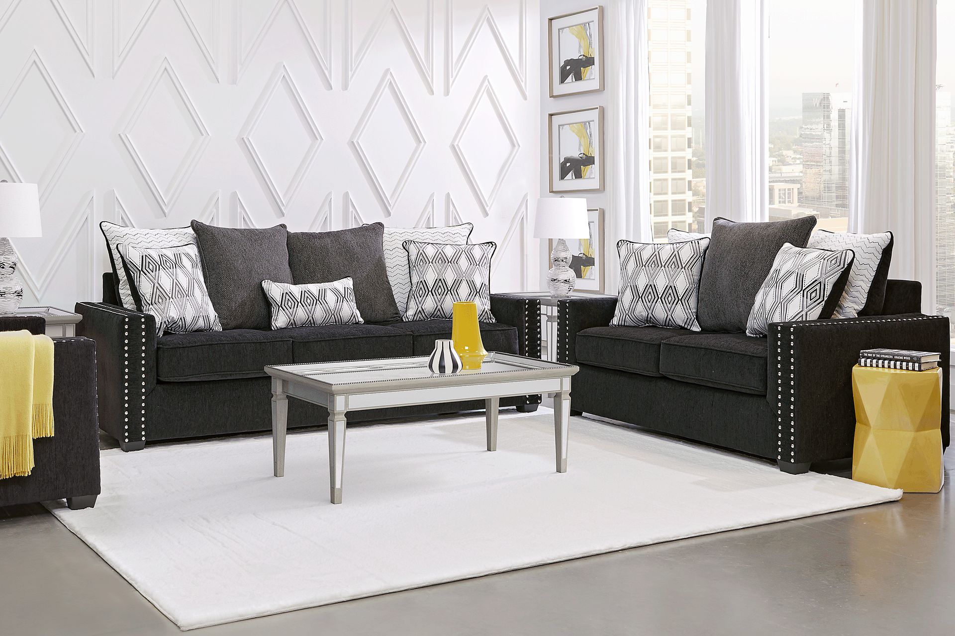 Natalia Black 7 Pc Living Room - Image 1