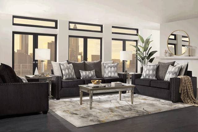 Natalia Black 7 Pc Living Room - Thumbnail - Image 1