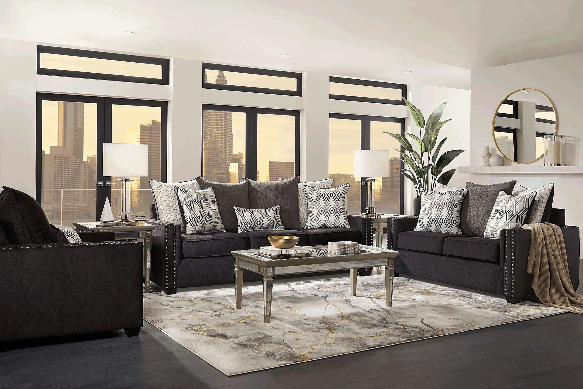Natalia Black 7 Pc Living Room - Image 1