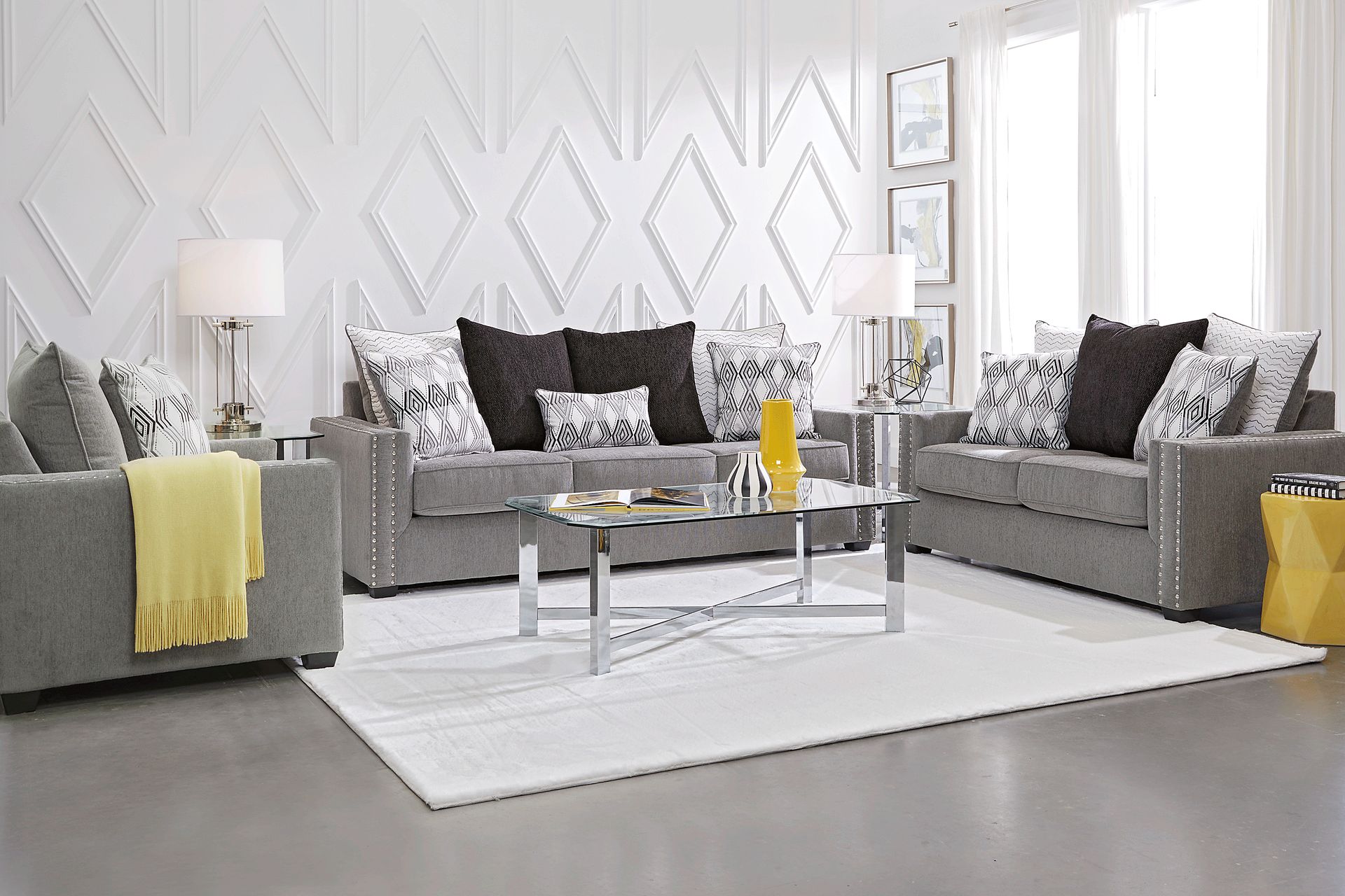 Natalia Gray 3 Pc Living Room - Image 1