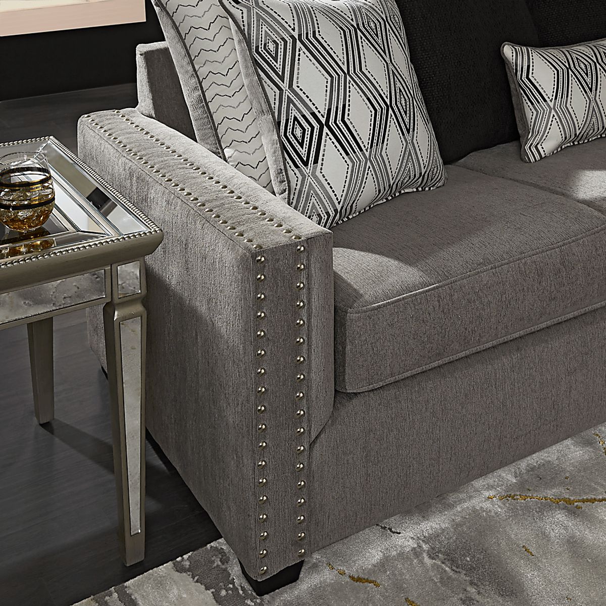 Natalia Gray Polyester Fabric Sofa Rooms to Go