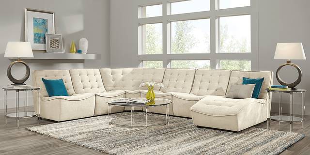 Nathan Square Beige 6 Pc Sectional - Thumbnail - Image 1