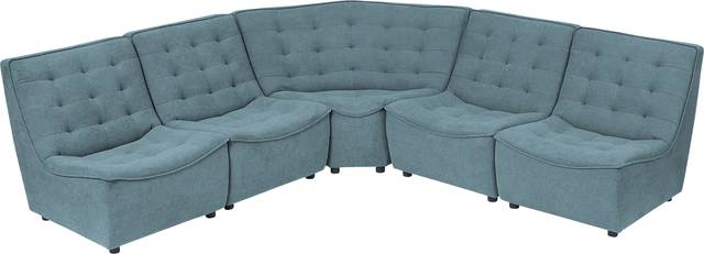 Nathan Square Blue 5 Pc Sectional - Thumbnail - Image 2