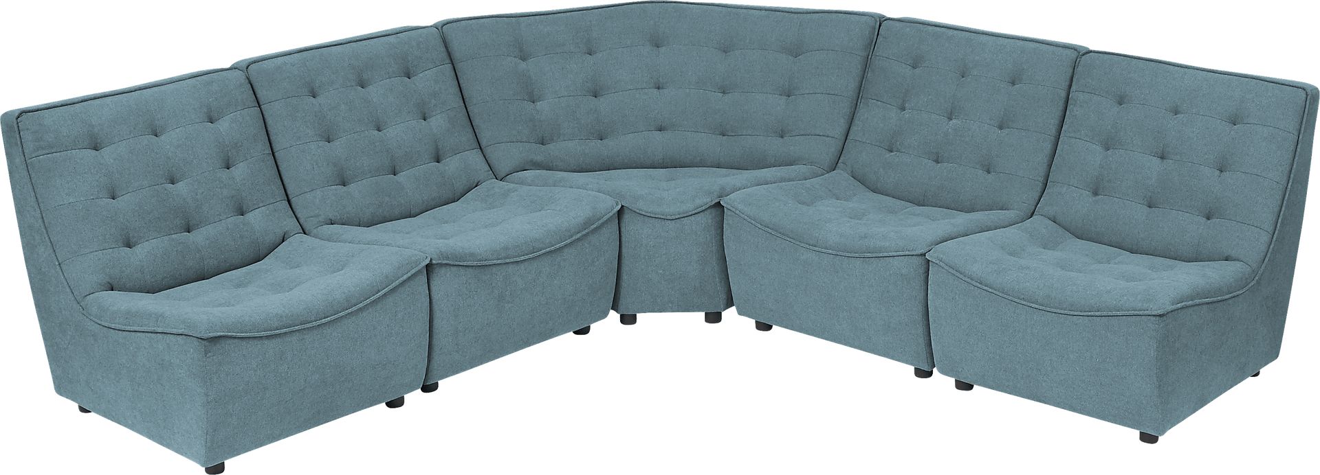 Nathan Square Blue 5 Pc Sectional - Image 2