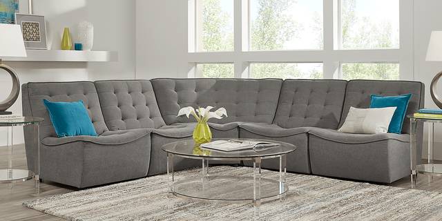 Nathan Square Gray 5 Pc Sectional - Thumbnail - Image 2