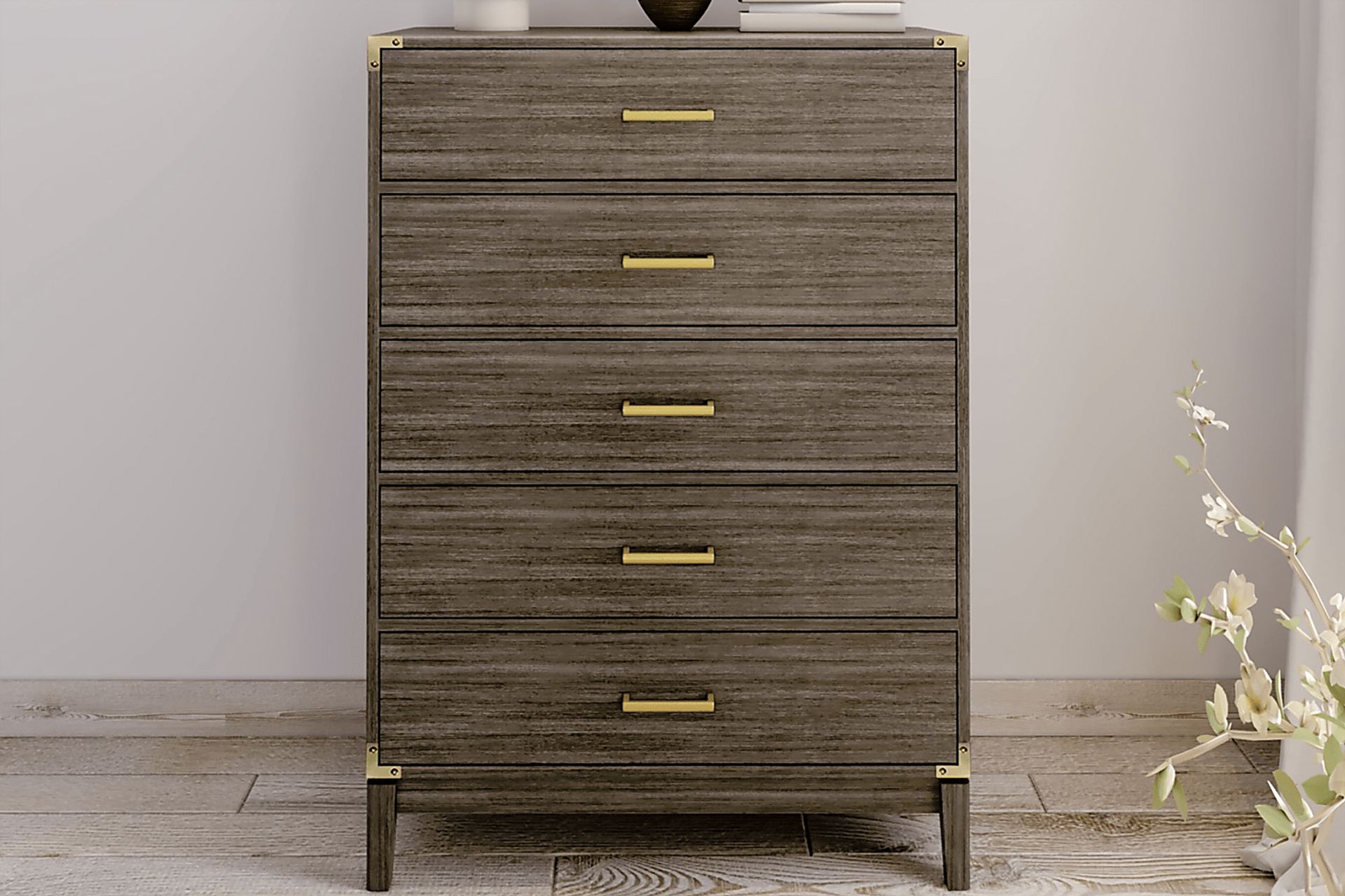 Natoma Brown 5-Drawer Chest - Image 2