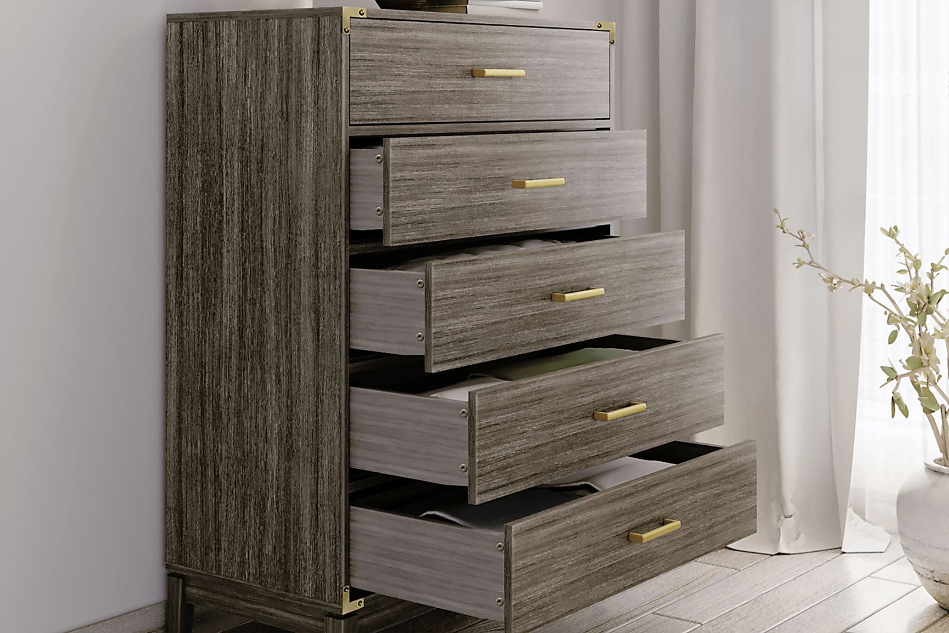 Natoma Brown 5-Drawer Chest - Image 3