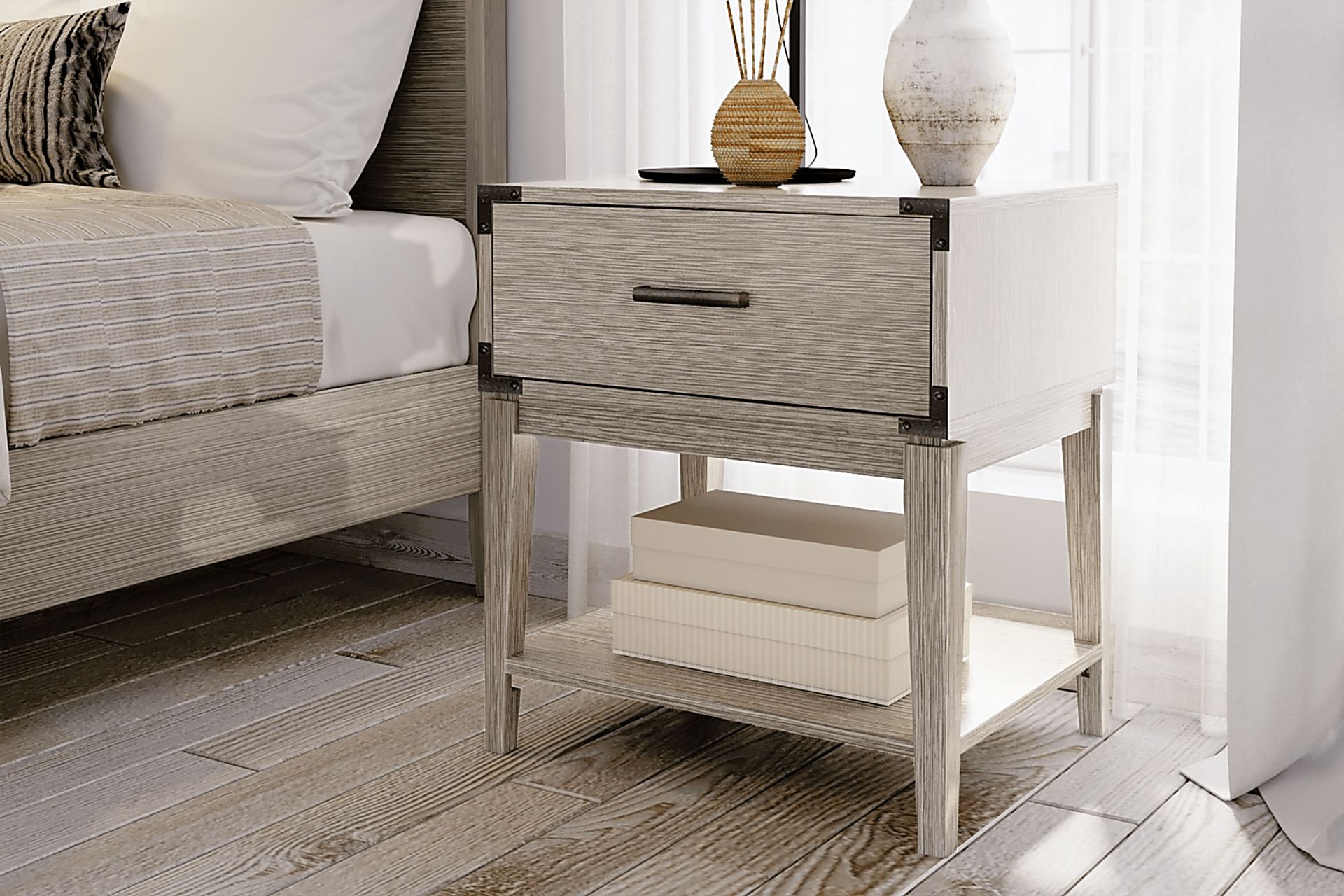 Natoma Gray 1-Drawer Nightstand - Image 2