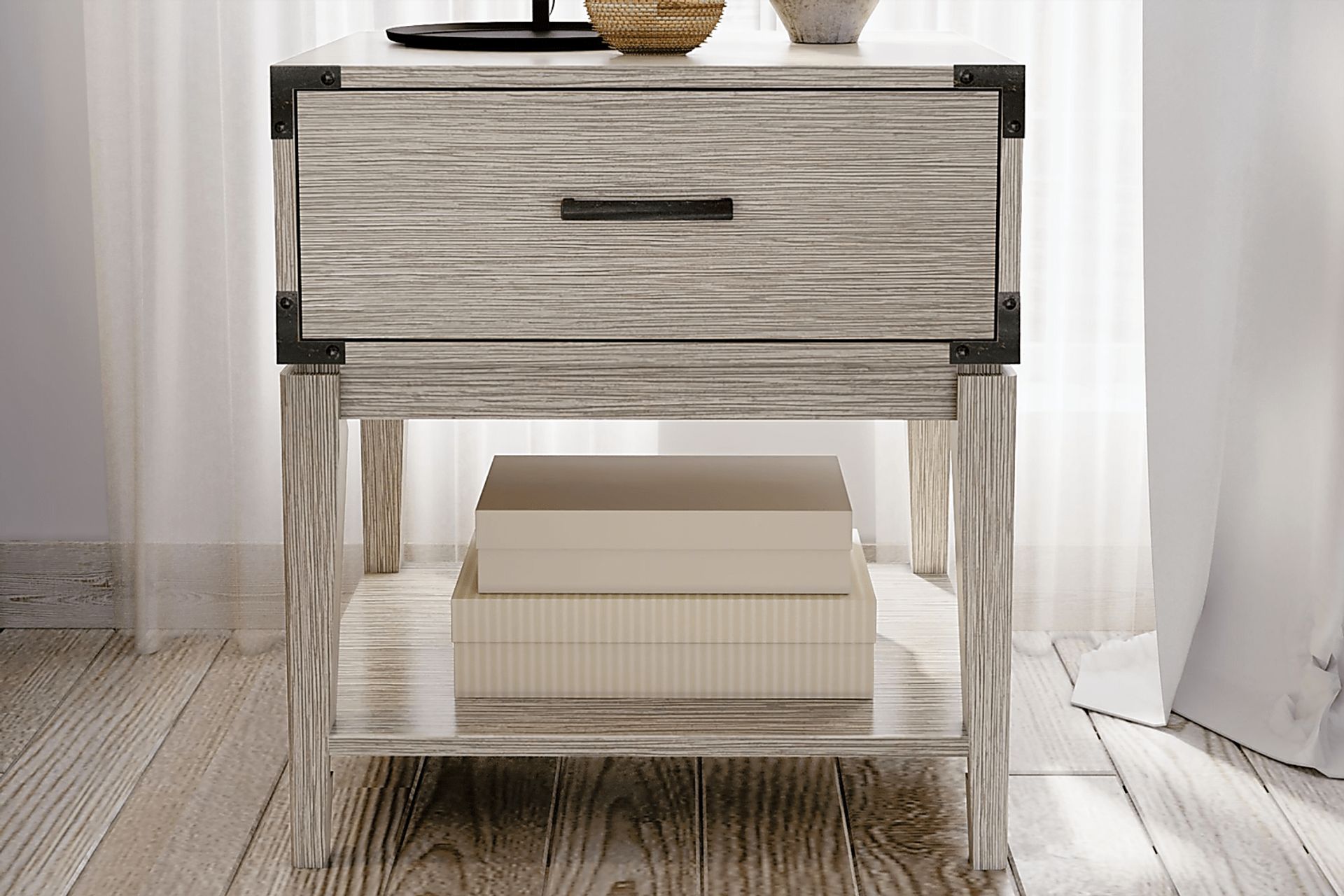 Natoma Gray 1-Drawer Nightstand - Image 3