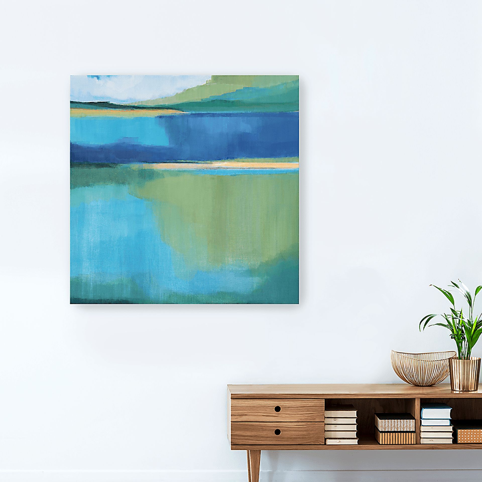 Nature's Reflection I Blue Artwork - Image 3
