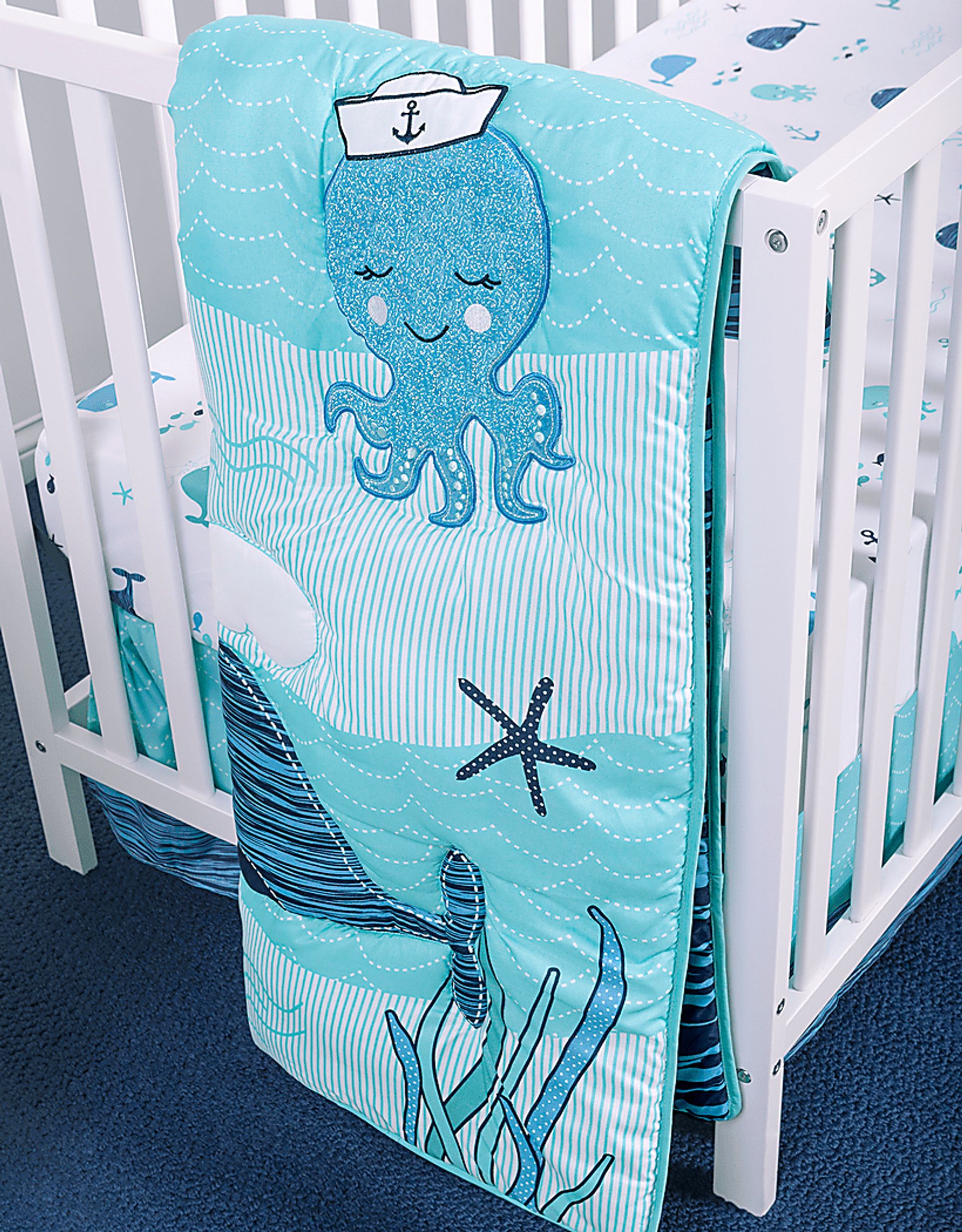Nautical Adventure Blue 4 Pc Baby Bedding Set - Image 13