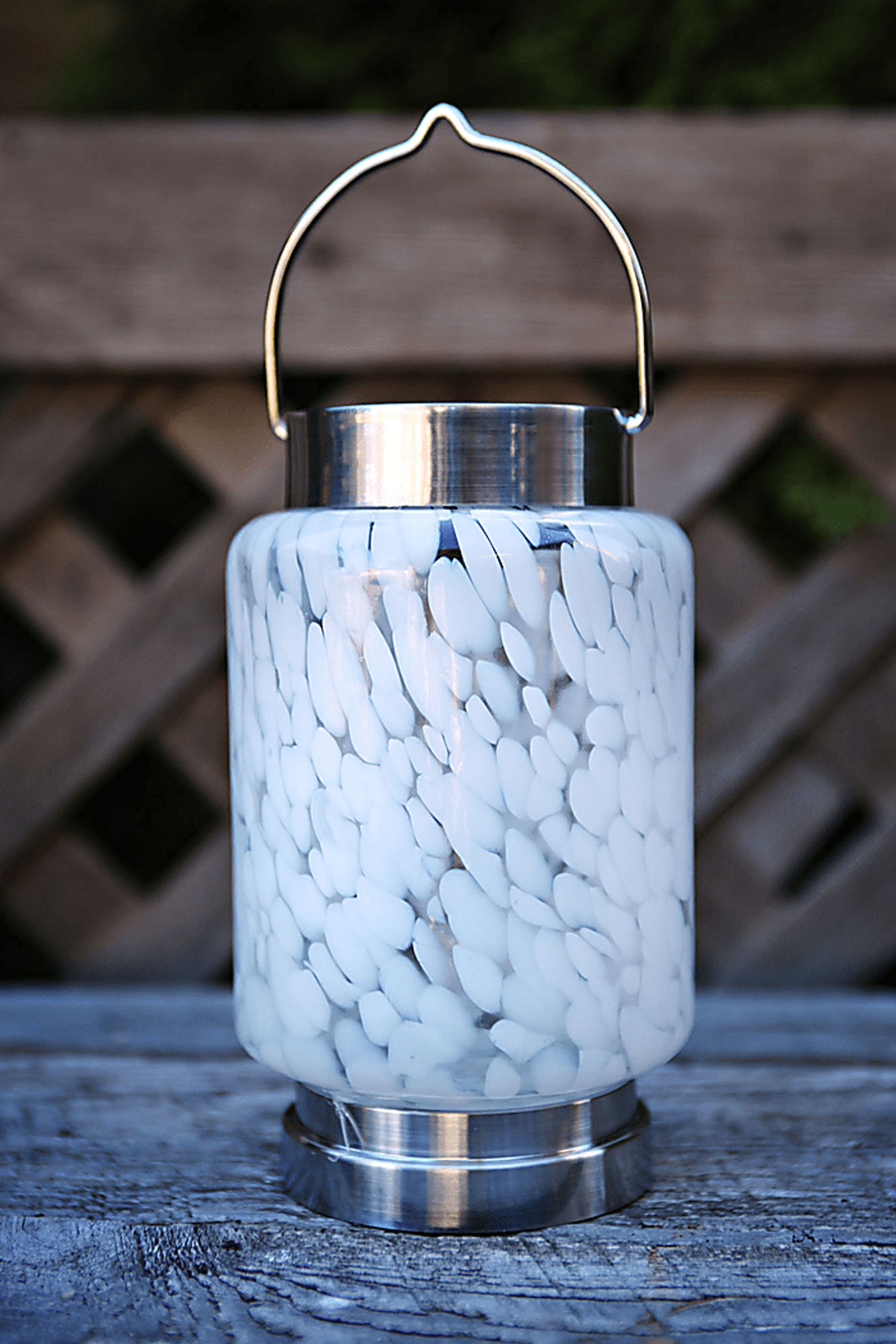 Nautical Cylinder White Outdoor Solar Lantern - Image 2