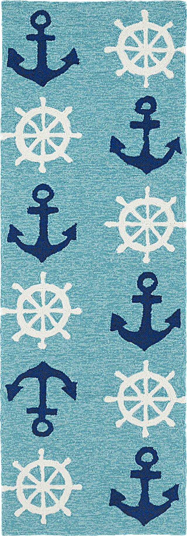 Nautical Life Blue 2' x 6' Indoor/Outdoor Rug - Thumbnail - Image 1