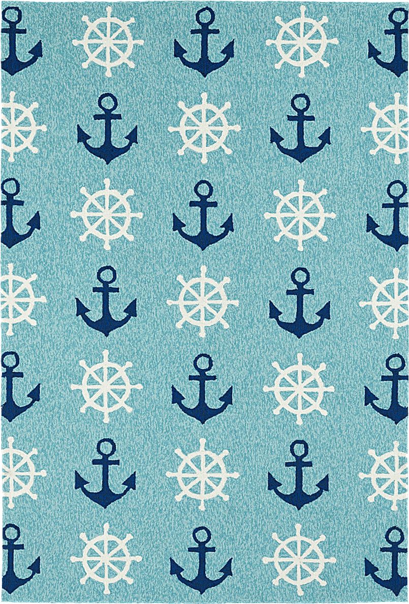 Nautical Life Blue 3' x 5' Indoor/Outdoor Rug