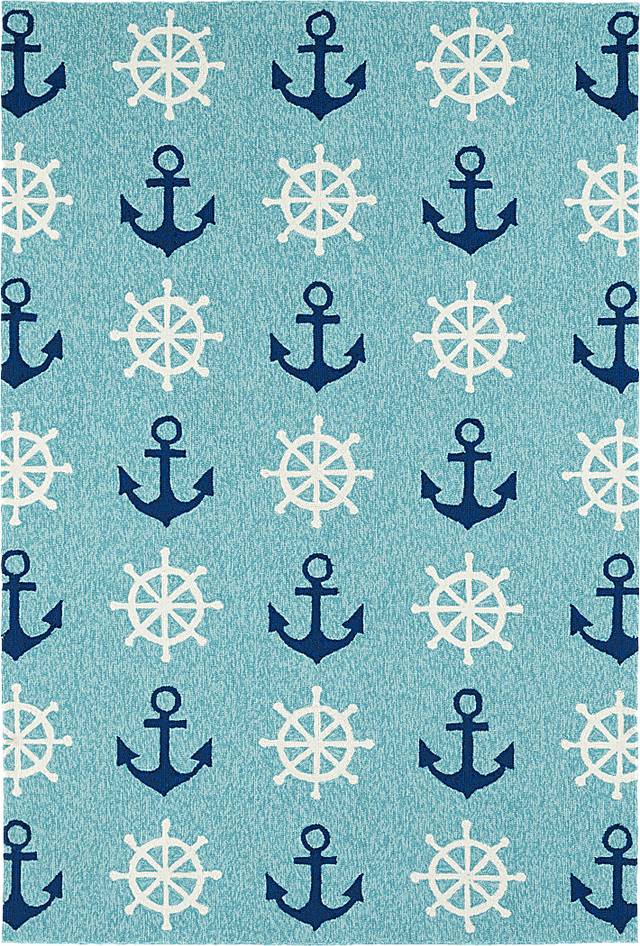 Nautical Life Blue 5' x 7'6 Indoor/Outdoor Rug - Thumbnail - Image 1