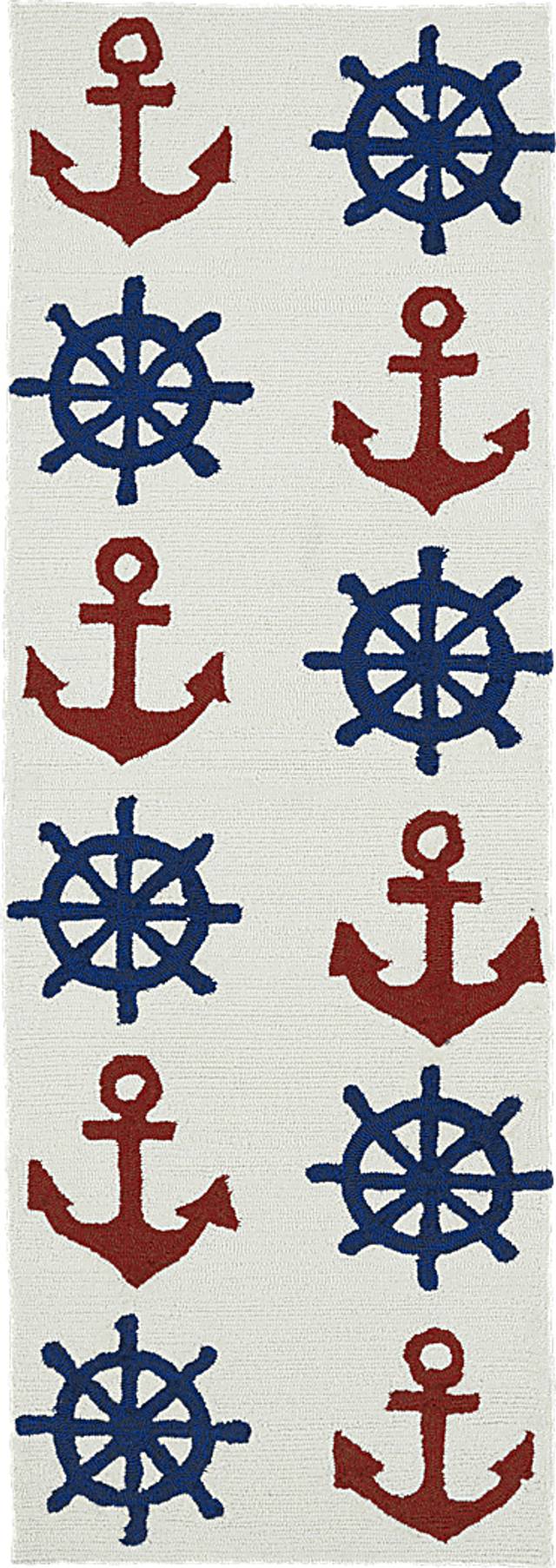 Nautical Life Ivory 2' x 6' Indoor/Outdoor Rug - Thumbnail - Image 1