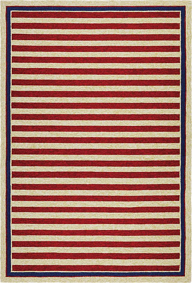 Nautical Stripes Red 5'6 x 8' Indoor/Outdoor Rug - Thumbnail - Image 1