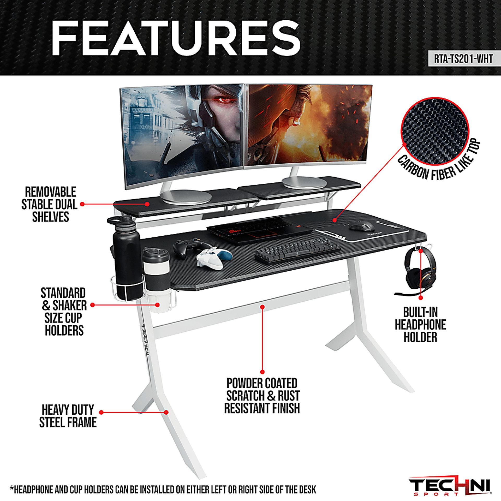 Navagle White Gaming Desk - Image 3