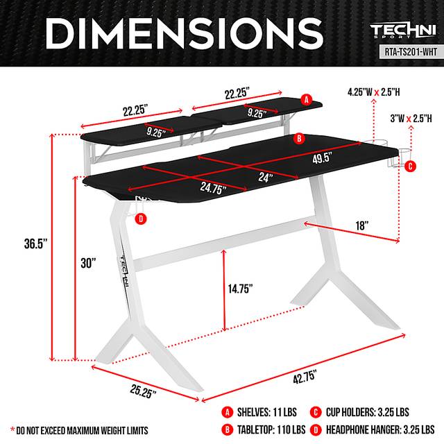 Navagle White Gaming Desk - Thumbnail - Image 4