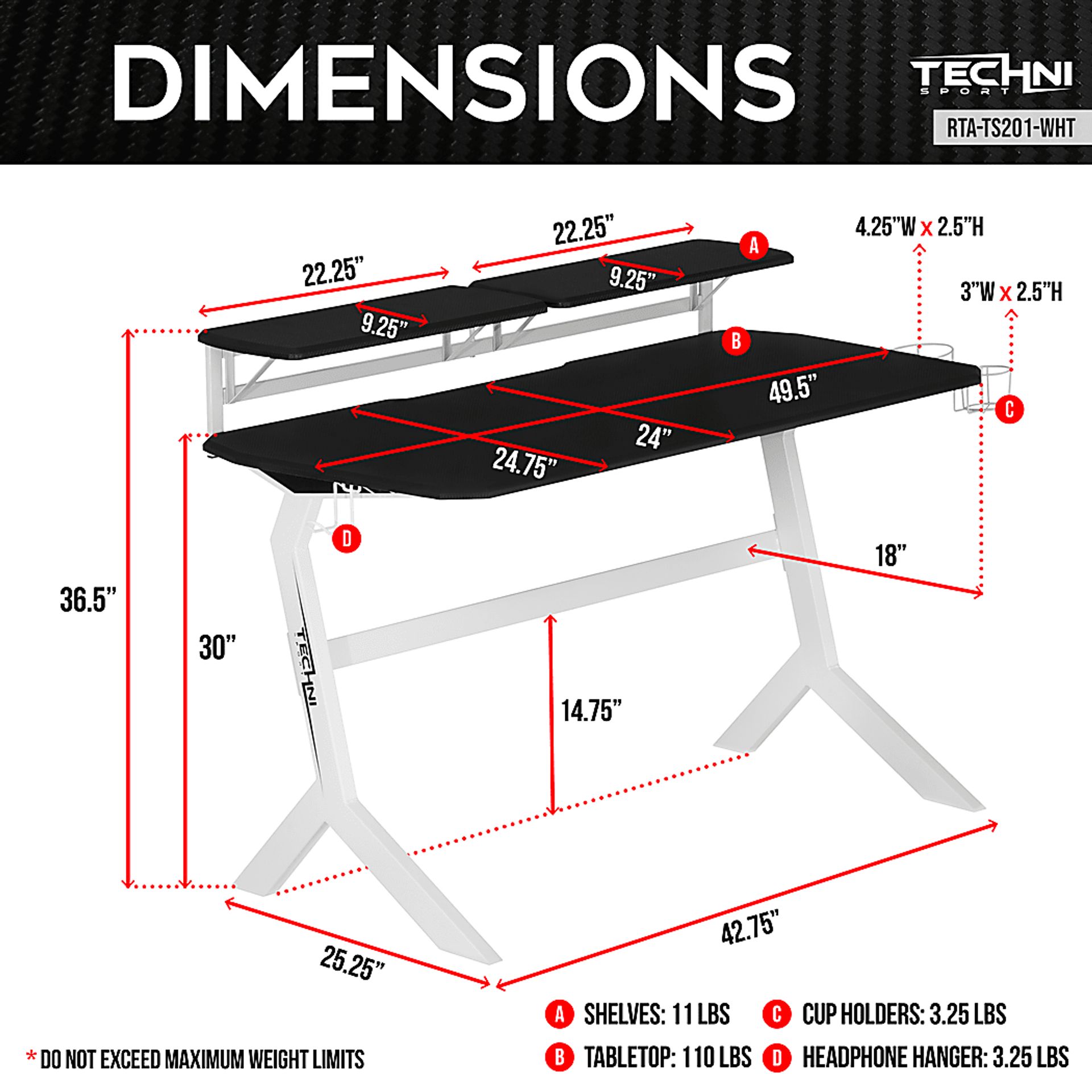 Navagle White Gaming Desk - Image 4