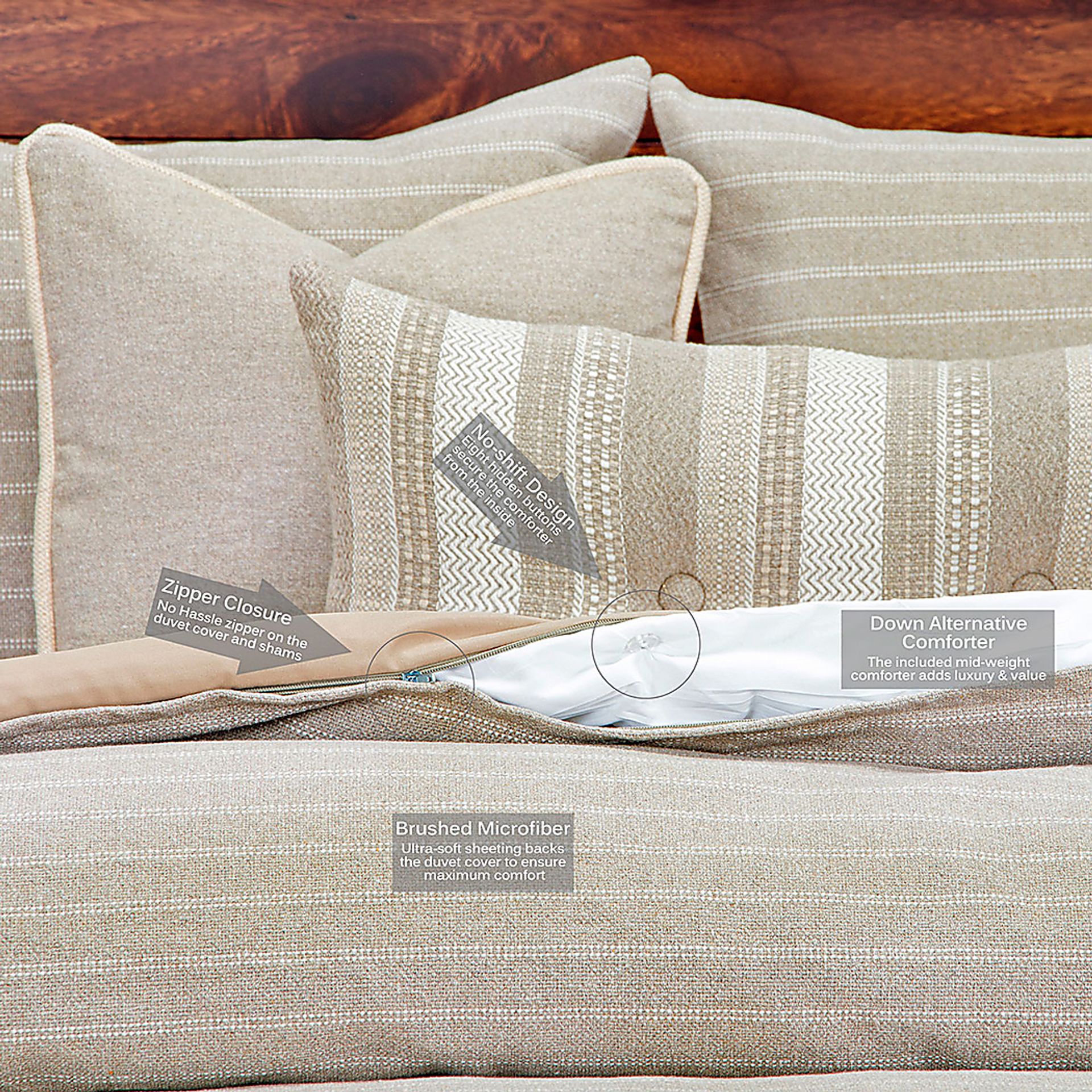 Navan Pointe Beige 6 Pc Queen Duvet Set - Image 2