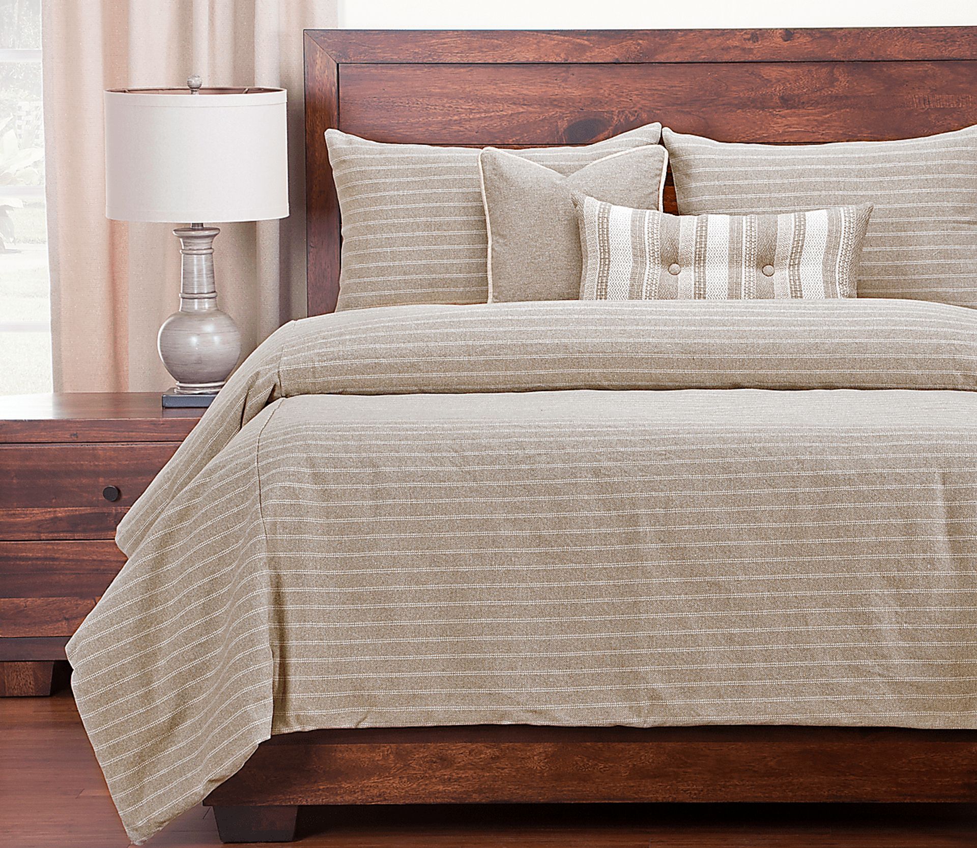 Navan Pointe Beige 6 Pc Queen Duvet Set - Image 1