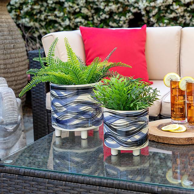 Nazha Blue Planter, Set of 2 - Thumbnail - Image 2