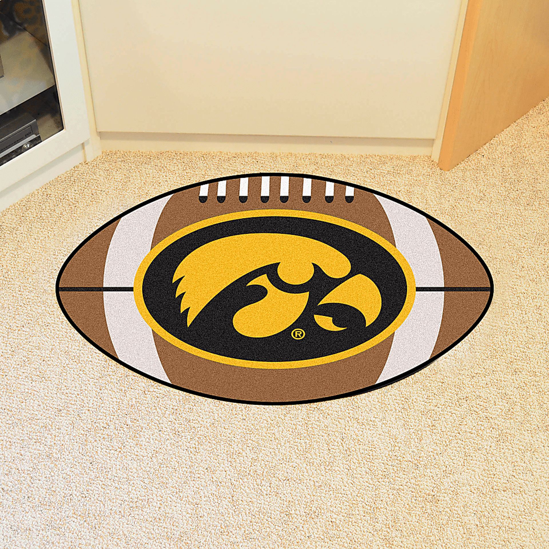 NCAA Football Mascot University of Iowa 1'6" x 1'10" Rug - Image 2