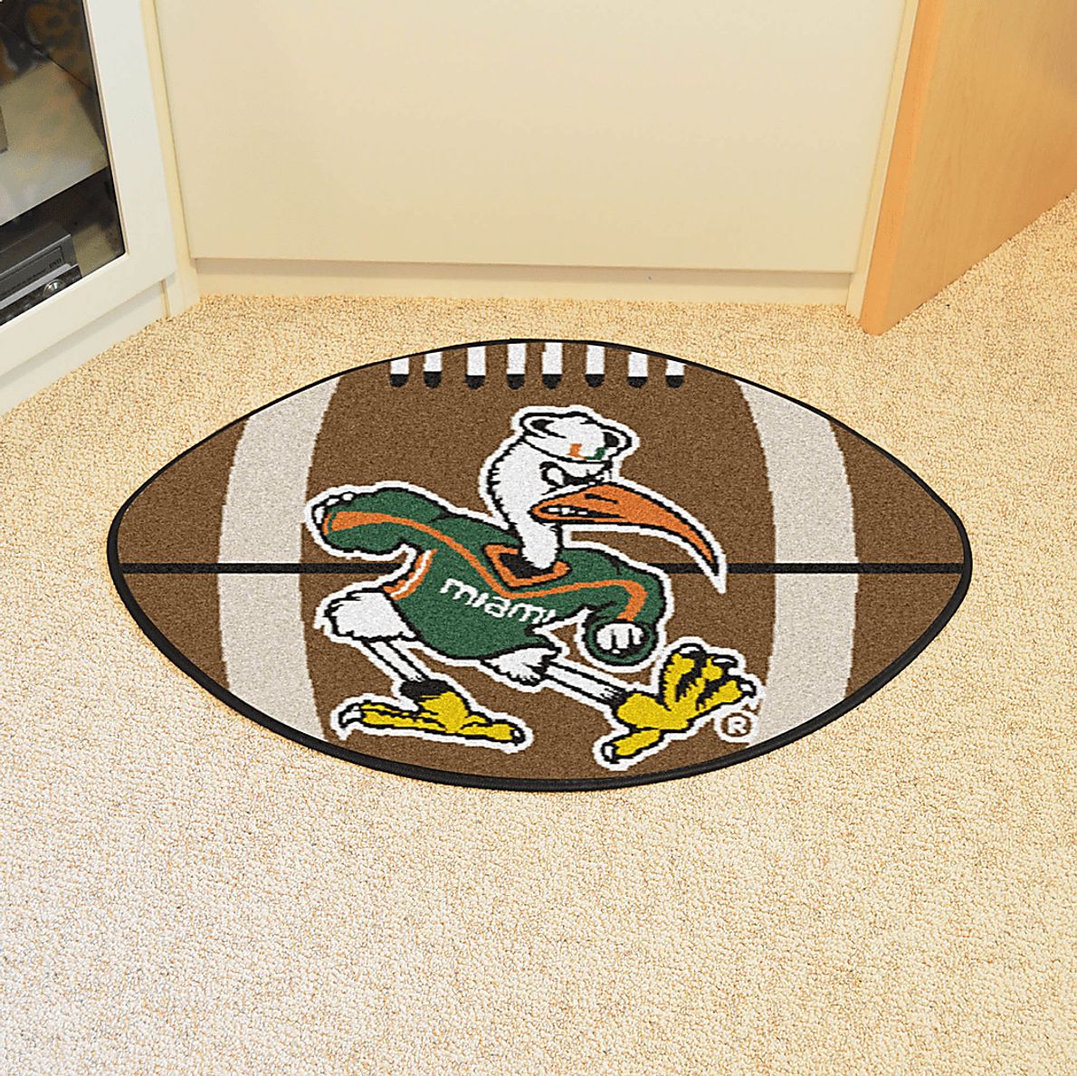 NCAA Football Mascot University of Miami 1'6" x 1'10" Rug