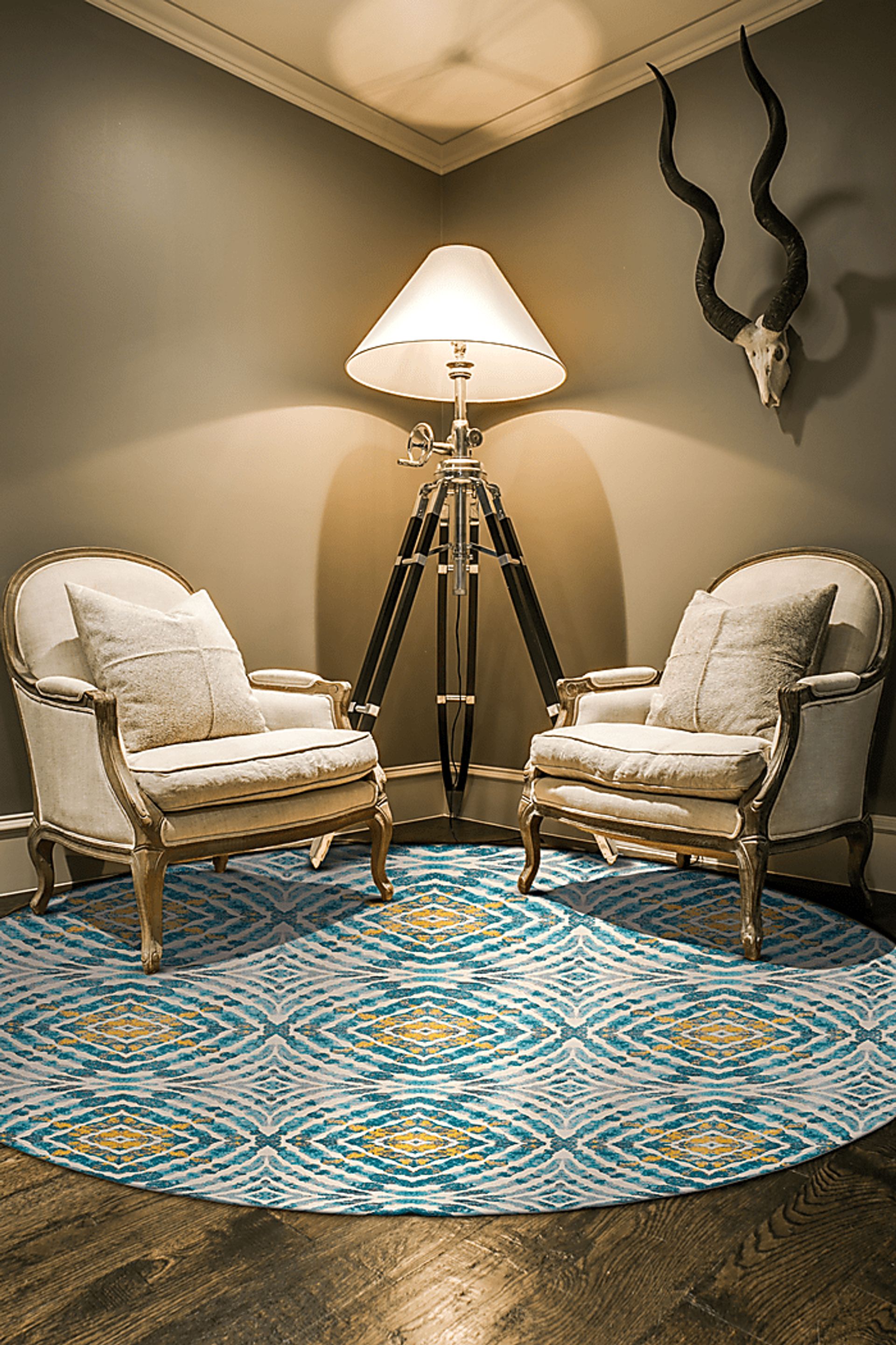 Neave Teal 8'9 Round Rug - Image 2