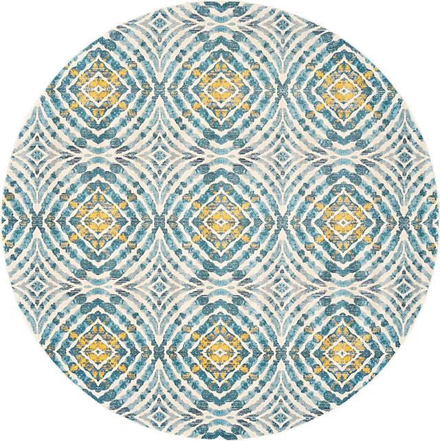 Neave Teal 8'9 Round Rug - Thumbnail - Image 1