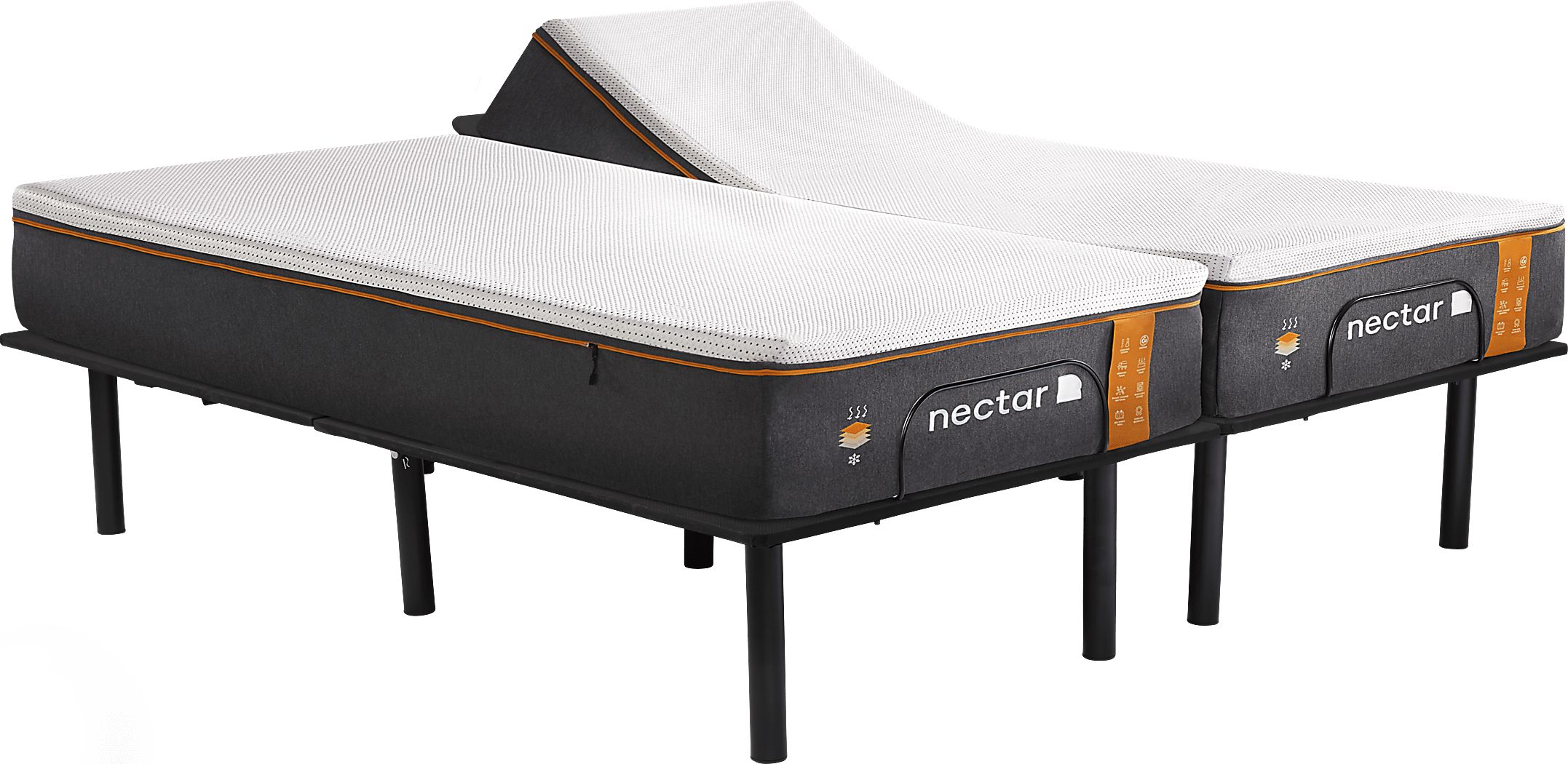 Nectar Premier Copper Split King Mattress with Head Up Only Base Rooms To Go