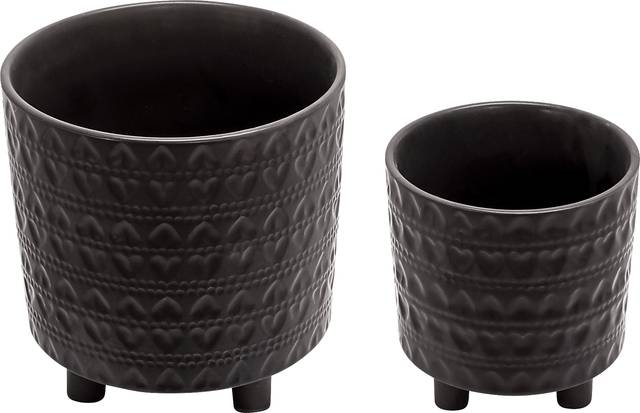 Nellda Black Planter, Set of 2 - Thumbnail - Image 1