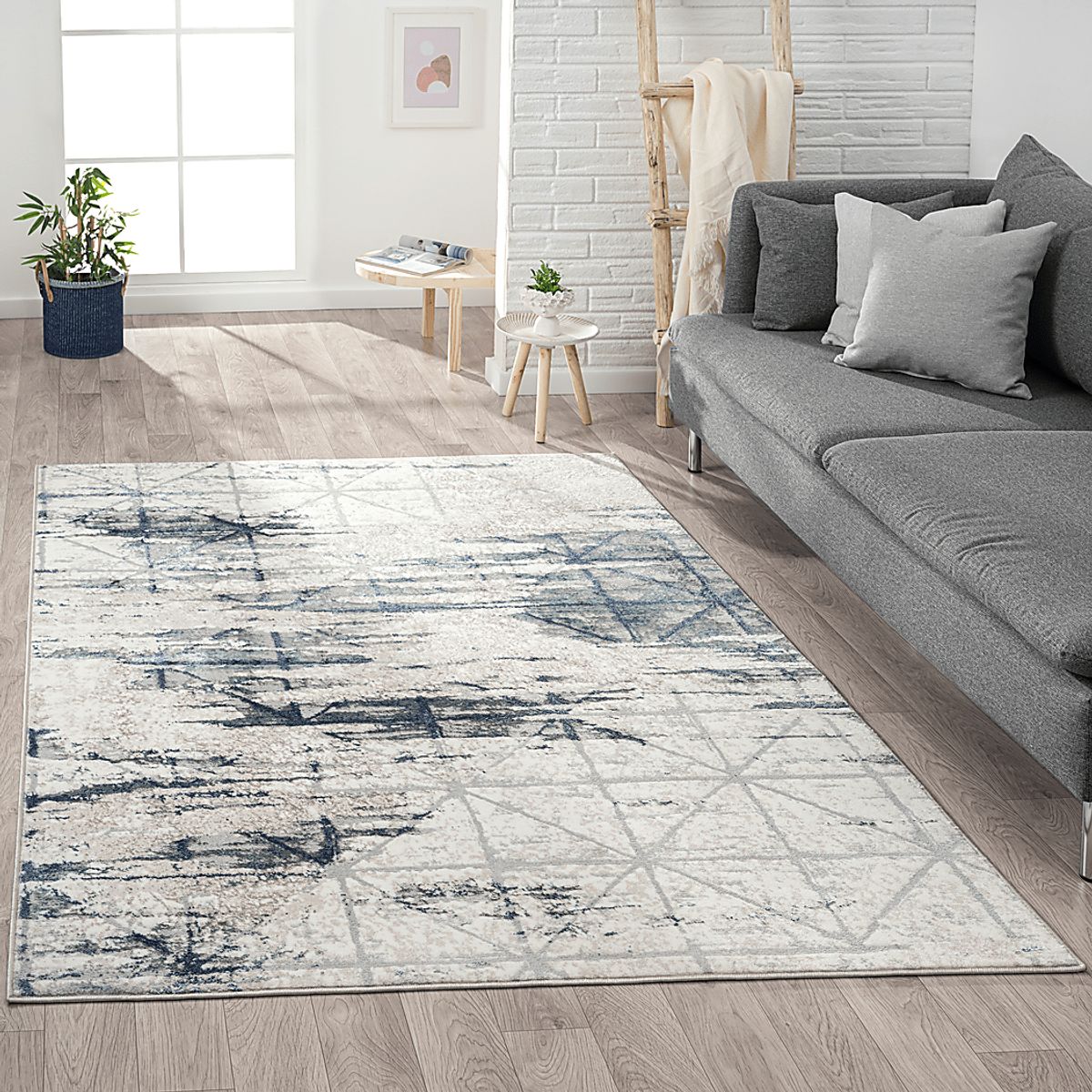 Nelornas Cream,Light Gray Beige,Gray Rug | Rooms to Go