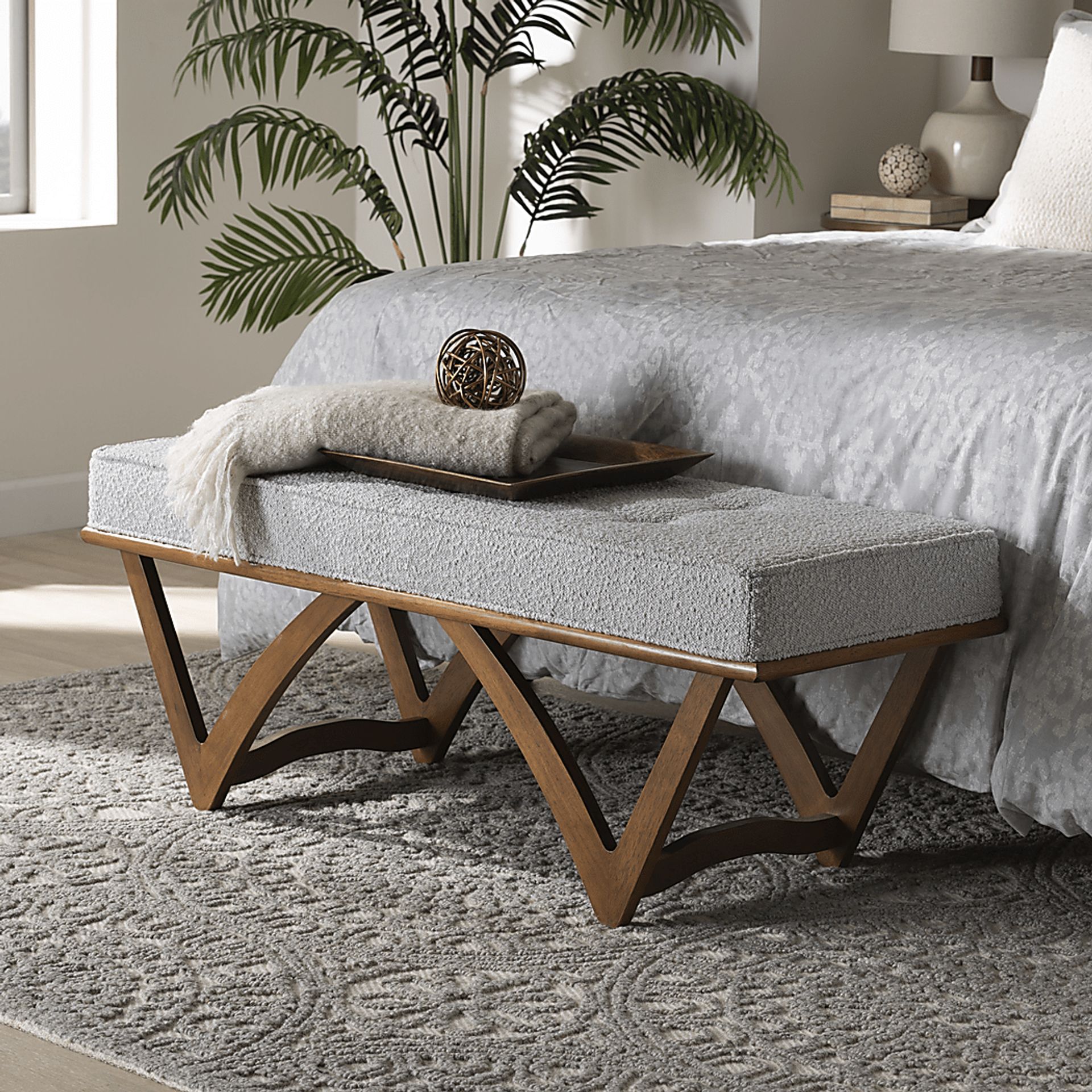 Nemasket Light Gray Accent Bench - Image 2