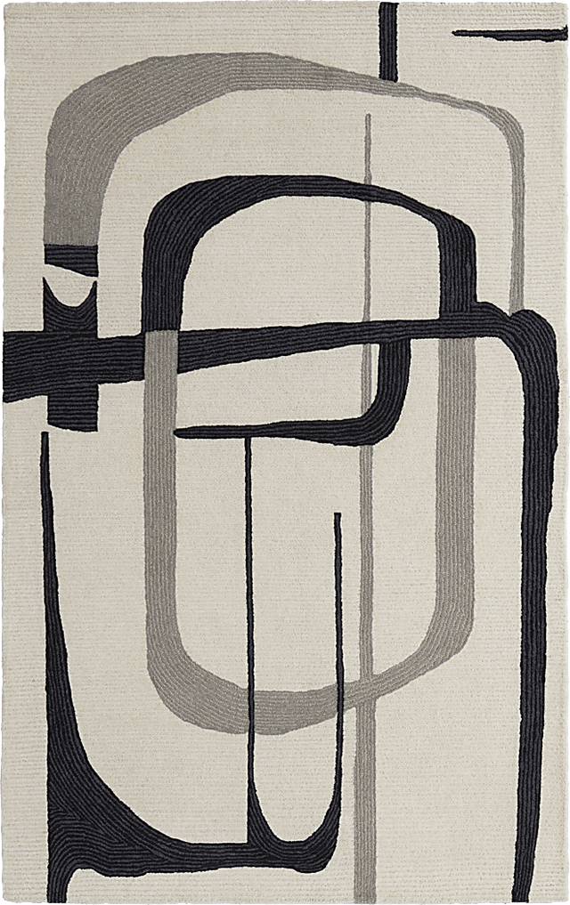 Nerida Ivory/Black 3'6 x 5'6 Rug - Thumbnail - Image 1