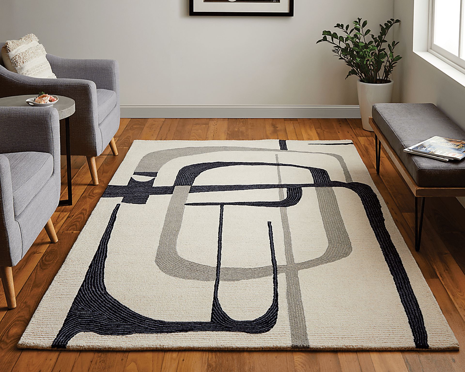 Nerida Ivory/Black 5' x 8' Rug - Image 2