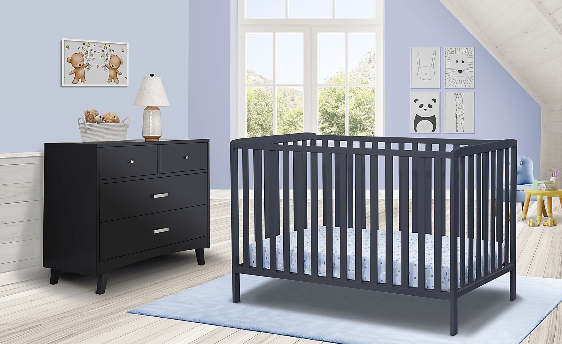 Dark gray crib on sale