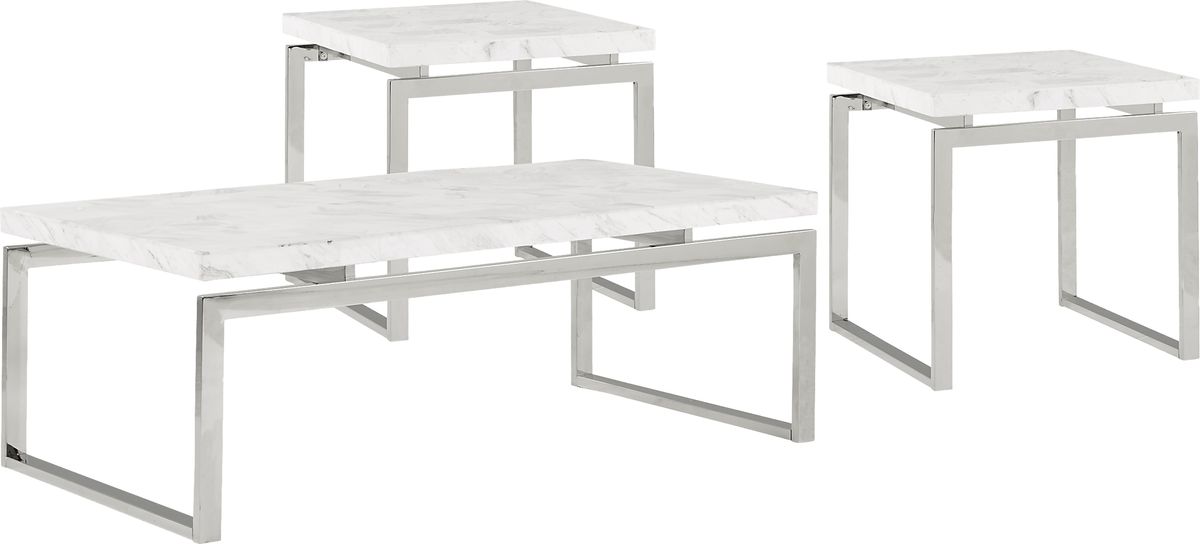 Nerissa Chrome Metal 3 Pc Table Set | Rooms to Go