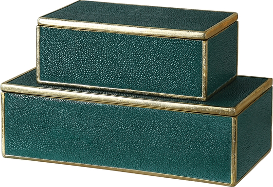 Neshota Green Decorative Box, Set of 2