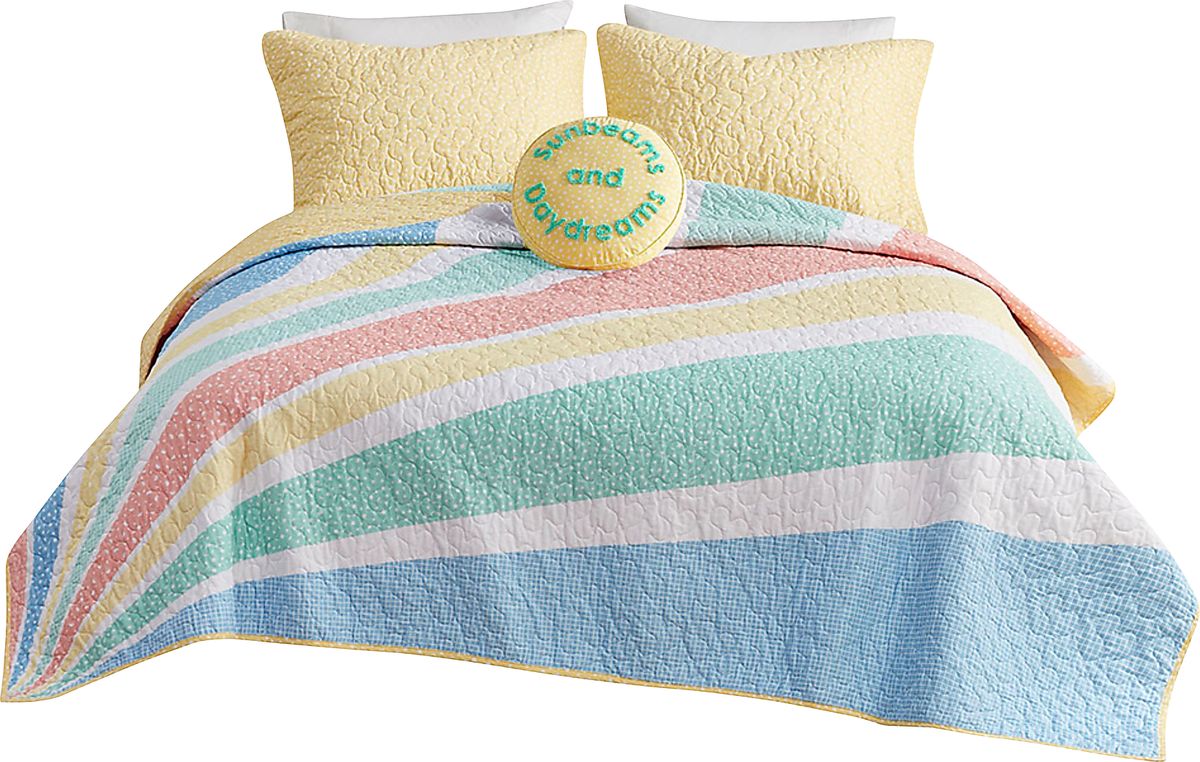 Nessel Yellow Twin Quilt Set | Rooms to Go
