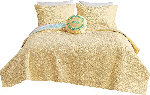 Nessel Yellow Twin Quilt Set