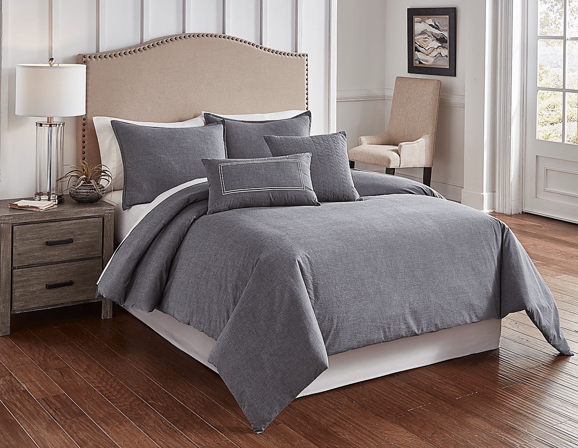 Nevan Charcoal 5 Pc King Comforter Set - Image 1